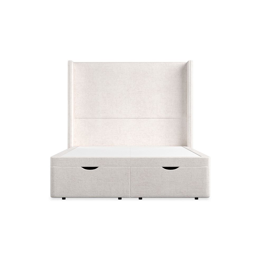 Penzance Double Storage Ottoman Bed with Winged Headboard in Brooklyn Fabric - Lace White 4