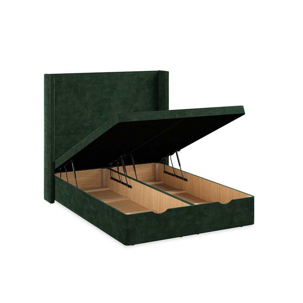 Penzance Double Storage Ottoman Bed with Winged Headboard in Heritage Velvet - Bottle Green 3