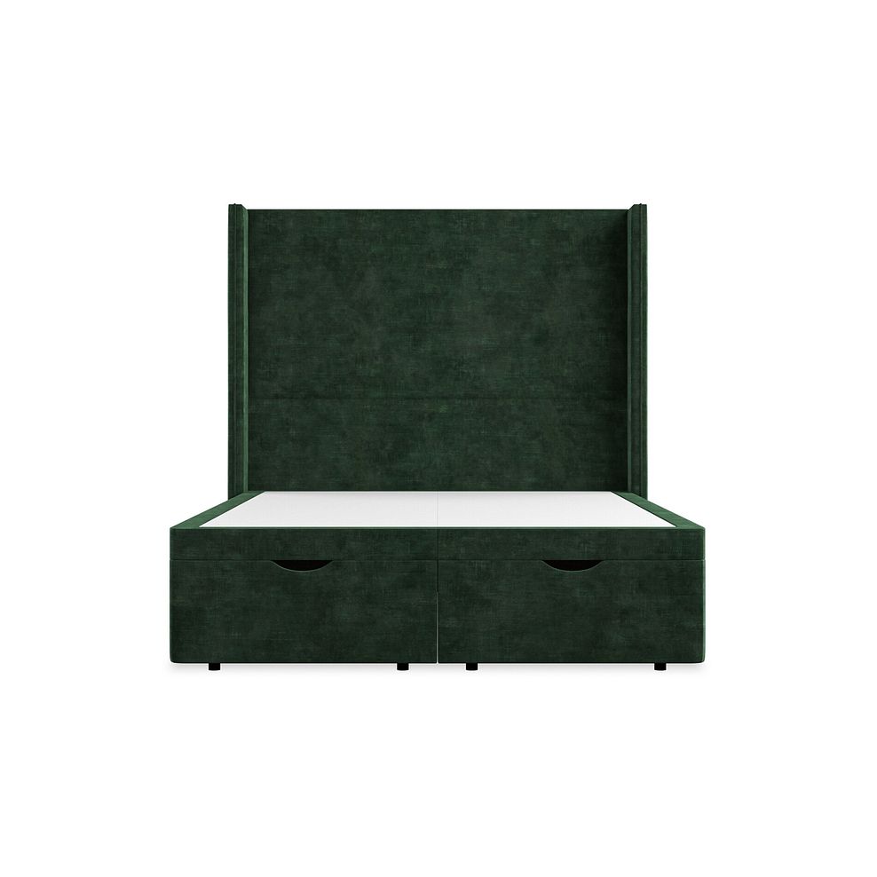 Penzance Double Storage Ottoman Bed with Winged Headboard in Heritage Velvet - Bottle Green 4