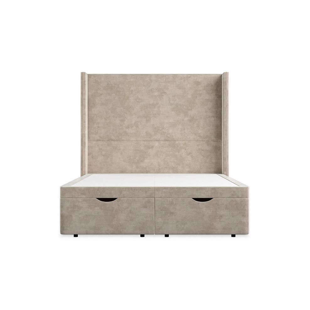 Penzance Double Storage Ottoman Bed with Winged Headboard in Heritage Velvet - Mink 4