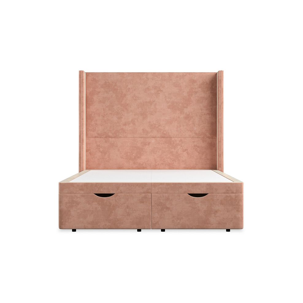 Penzance Double Storage Ottoman Bed with Winged Headboard in Heritage Velvet - Powder Pink 4
