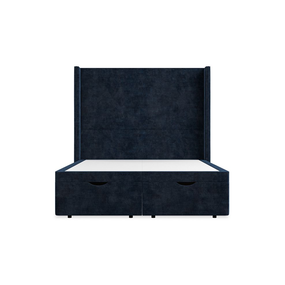 Penzance Double Storage Ottoman Bed with Winged Headboard in Heritage Velvet - Royal Blue 4