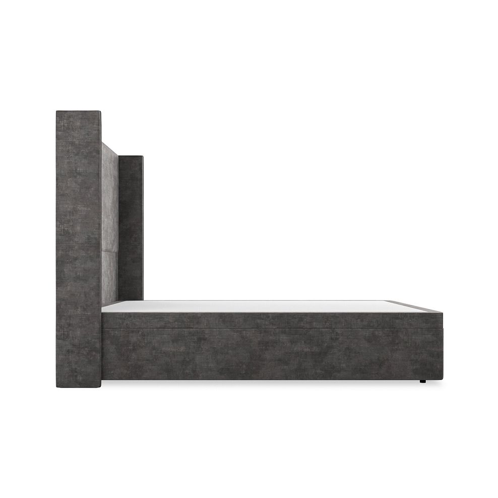 Penzance Double Storage Ottoman Bed with Winged Headboard in Heritage Velvet - Steel 5