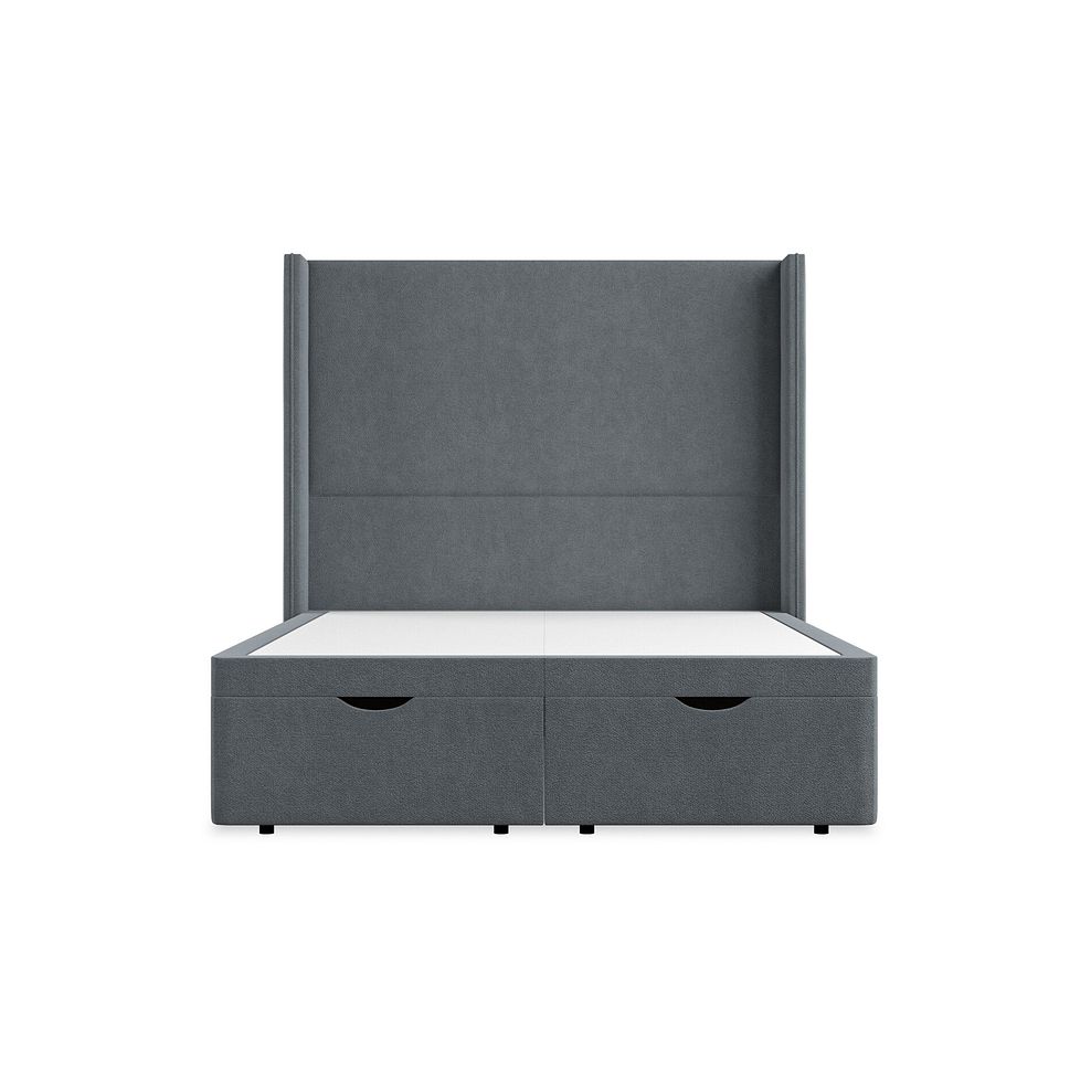 Penzance Double Storage Ottoman Bed with Winged Headboard in Venice Fabric - Graphite 4