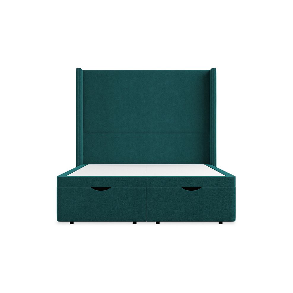 Penzance Double Storage Ottoman Bed with Winged Headboard in Venice Fabric - Teal 4