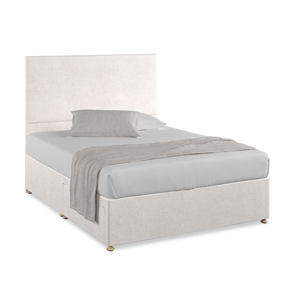 Penzance King-Size 2 Drawer Divan Bed in Brooklyn Fabric - Lace White 1