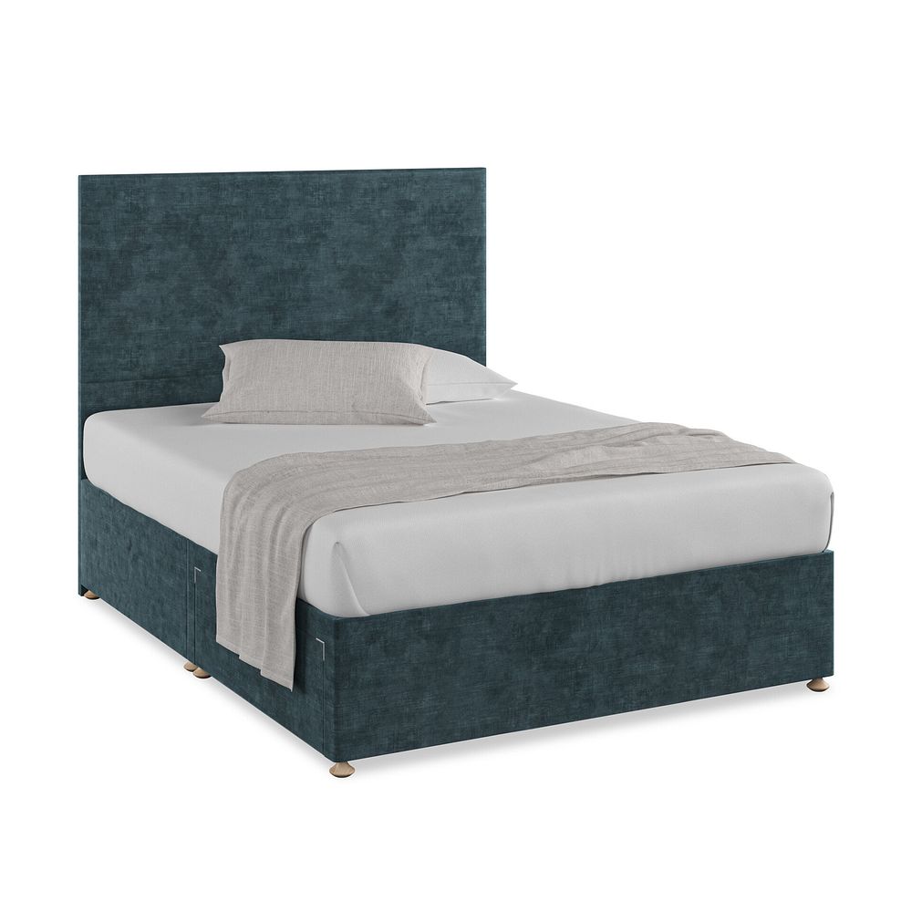 Penzance King-Size 2 Drawer Divan Bed in Heritage Velvet - Airforce 1