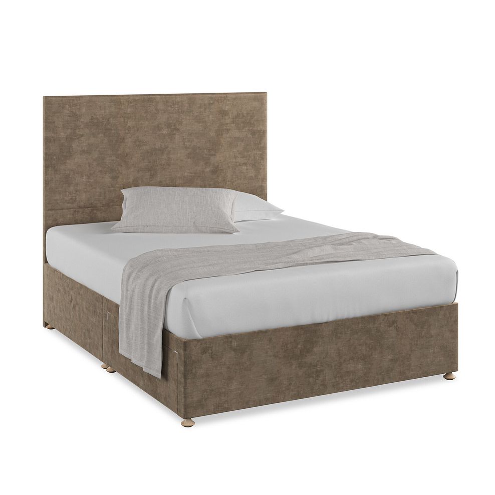 Penzance King-Size 2 Drawer Divan Bed in Heritage Velvet - Cedar 1