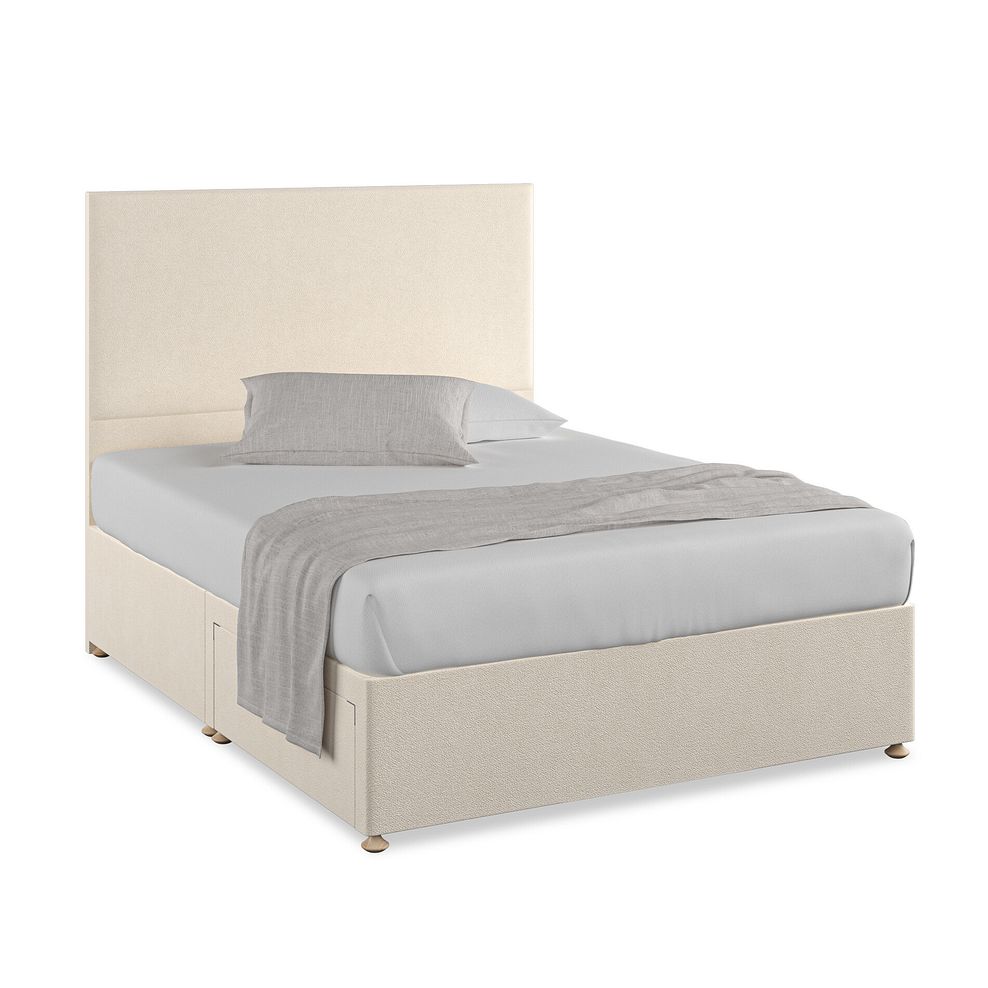 Penzance King-Size 2 Drawer Divan Bed in Venice Fabric - Cream 1