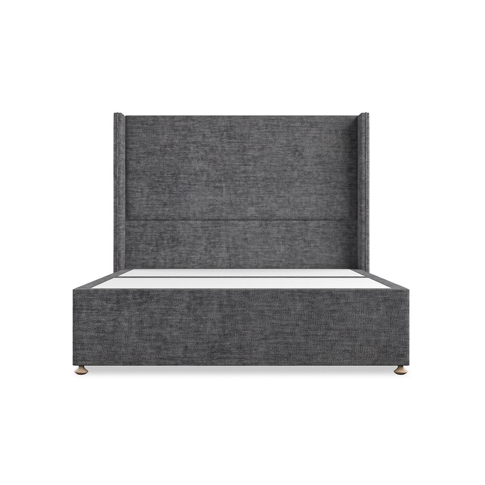Penzance King-Size 2 Drawer Divan Bed with Winged Headboard in Brooklyn Fabric - Asteroid Grey 3