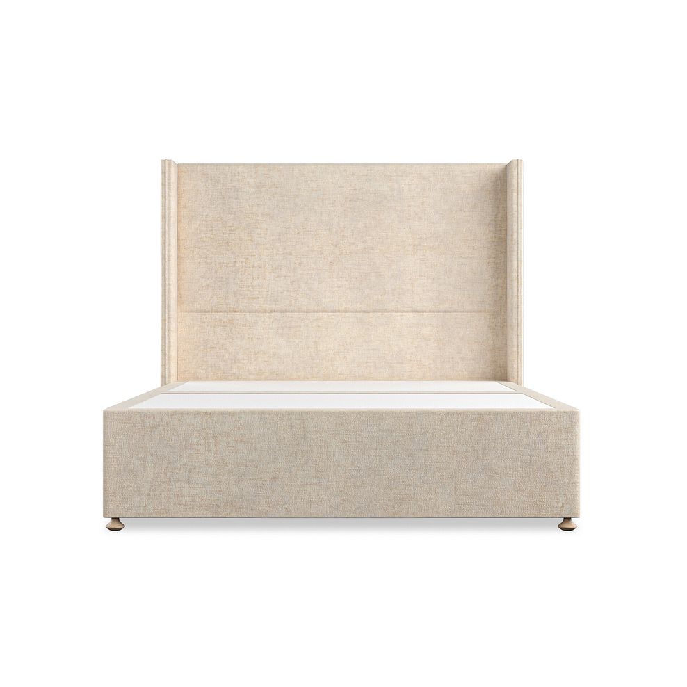 Penzance King-Size 2 Drawer Divan Bed with Winged Headboard in Brooklyn Fabric - Eggshell 3