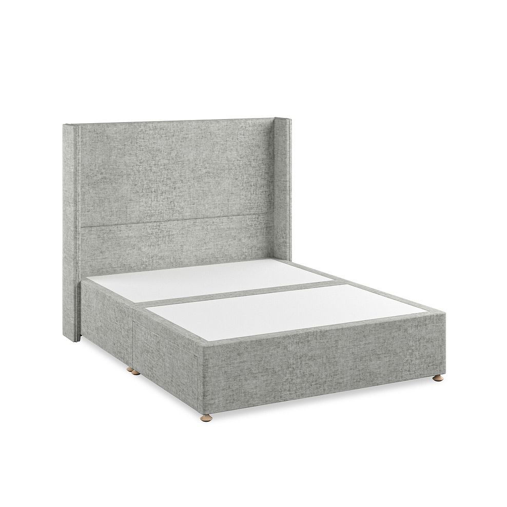 Penzance King-Size 2 Drawer Divan Bed with Winged Headboard in Brooklyn Fabric - Fallow Grey 2