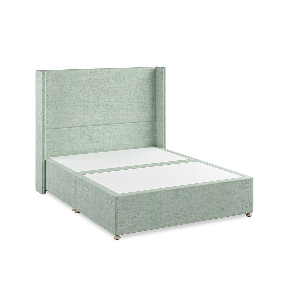 Penzance King-Size 2 Drawer Divan Bed with Winged Headboard in Brooklyn Fabric - Glacier 2
