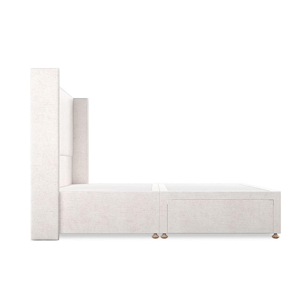 Penzance King-Size 2 Drawer Divan Bed with Winged Headboard in Brooklyn Fabric - Lace White 4