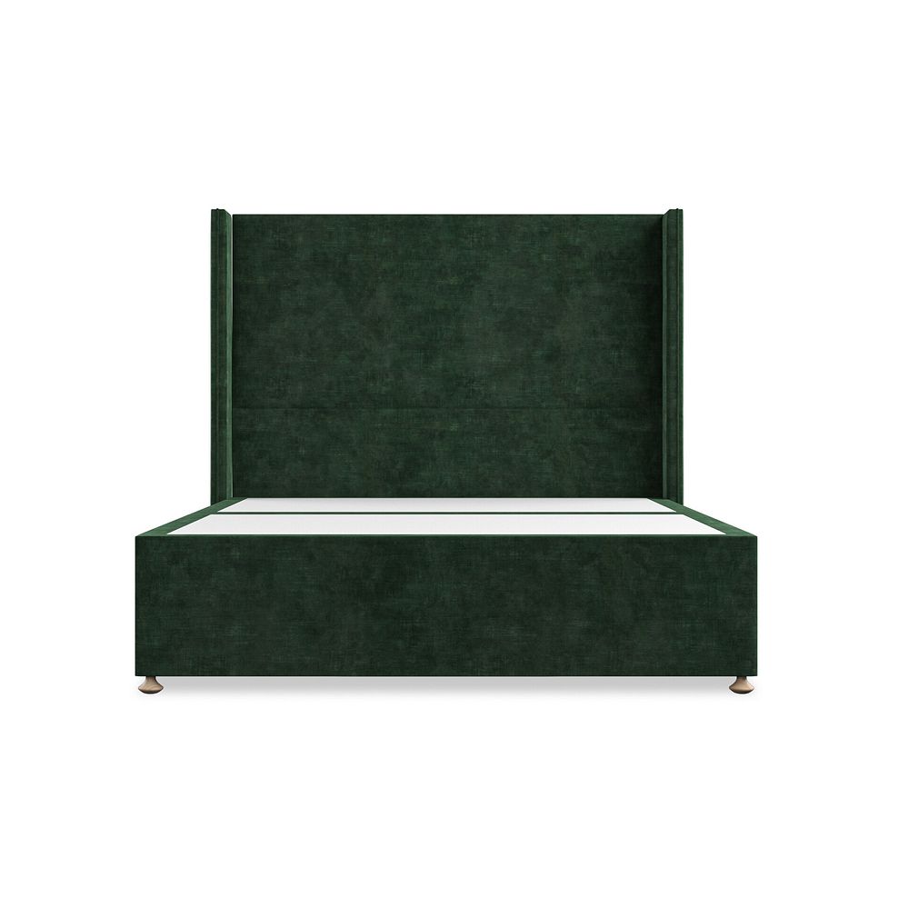 Penzance King-Size 2 Drawer Divan Bed with Winged Headboard in Heritage Velvet - Bottle Green 3