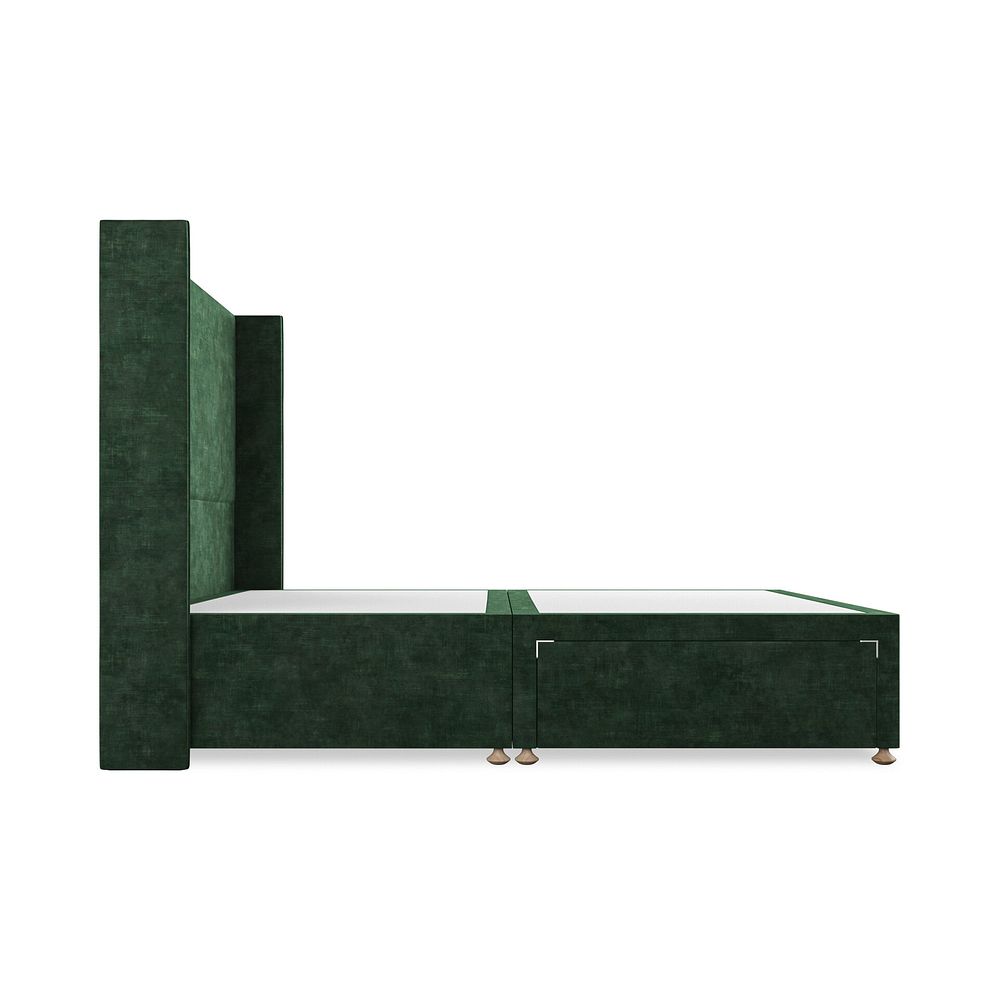 Penzance King-Size 2 Drawer Divan Bed with Winged Headboard in Heritage Velvet - Bottle Green 4