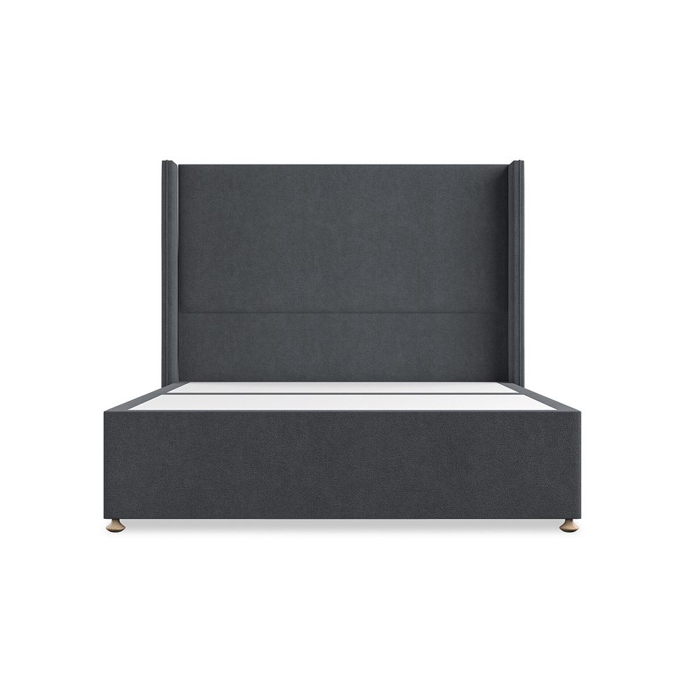 Penzance King-Size 2 Drawer Divan Bed with Winged Headboard in Venice Fabric - Anthracite 3