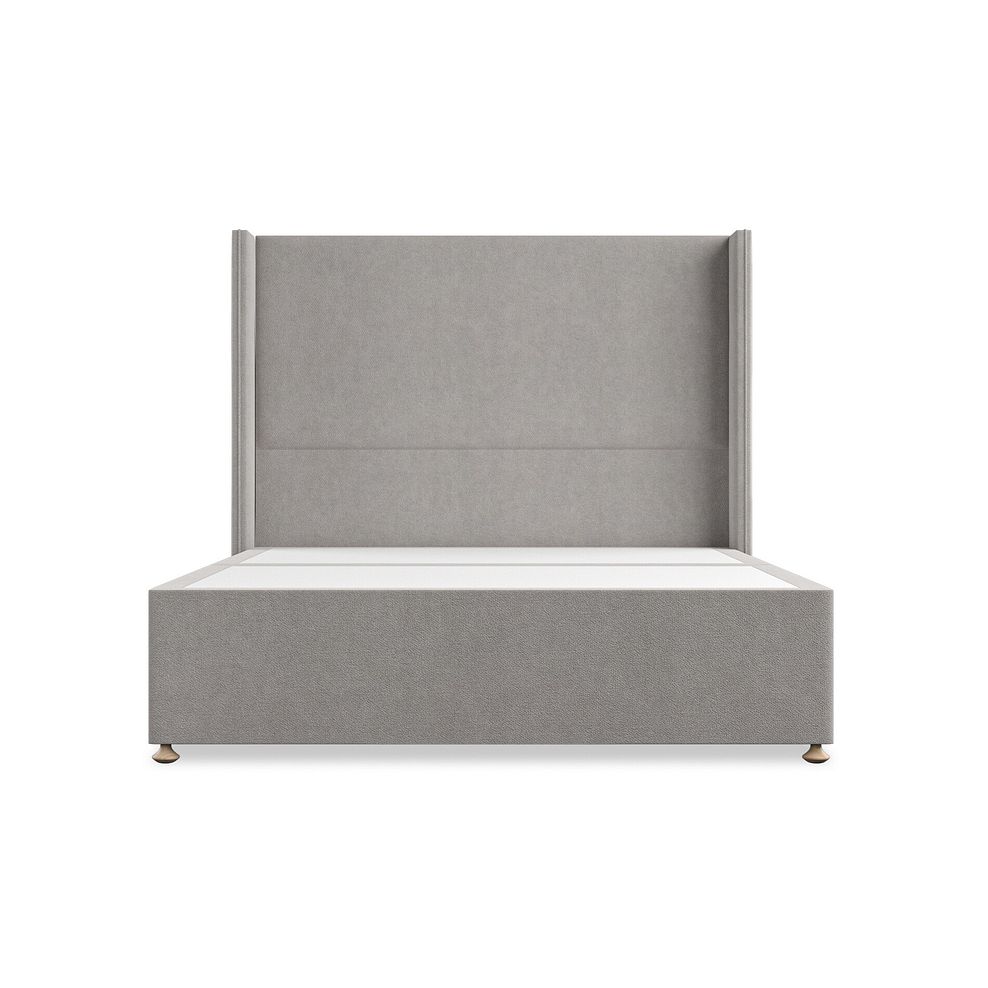 Penzance King-Size 2 Drawer Divan Bed with Winged Headboard in Venice Fabric - Grey 3