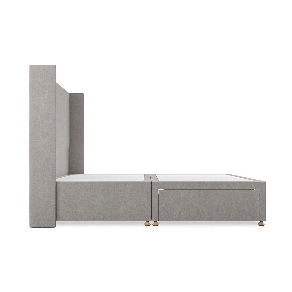 Penzance King-Size 2 Drawer Divan Bed with Winged Headboard in Venice Fabric - Grey 4