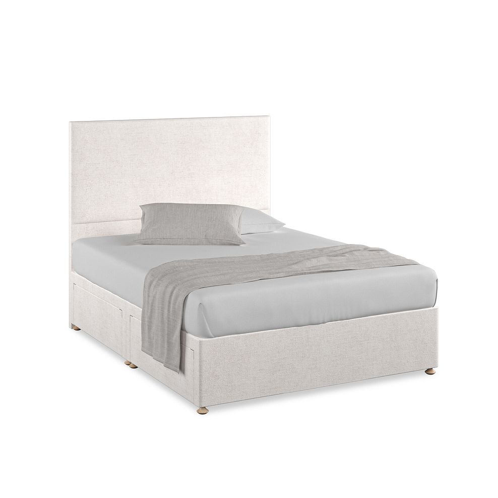 Penzance King-Size 4 Drawer Divan Bed in Brooklyn Fabric - Lace White 1