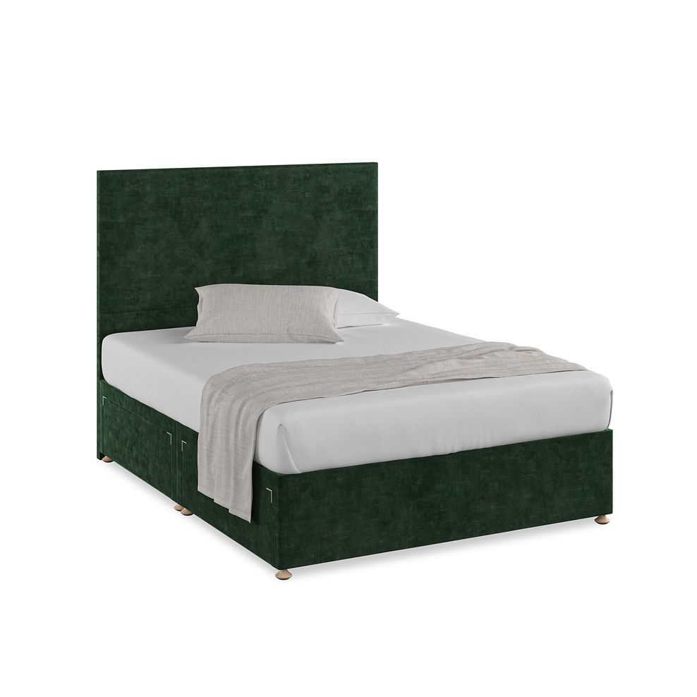 Penzance King-Size 4 Drawer Divan Bed in Heritage Velvet - Bottle Green 1