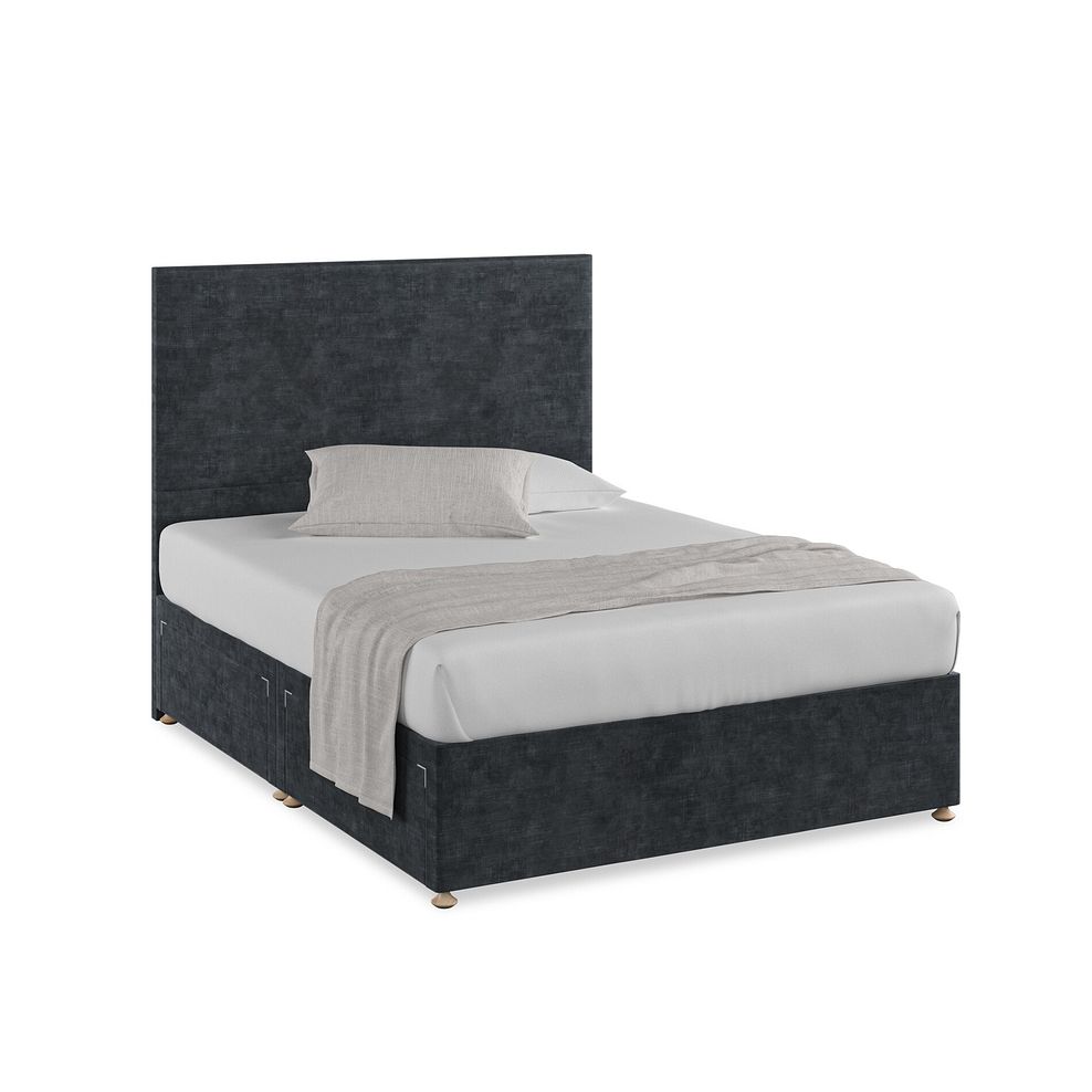 Penzance King-Size 4 Drawer Divan Bed in Heritage Velvet - Charcoal 1