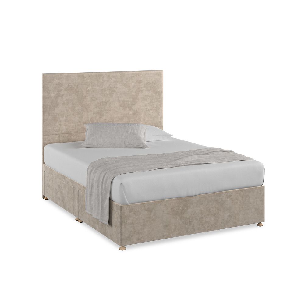 Penzance King-Size 4 Drawer Divan Bed in Heritage Velvet - Mink 1