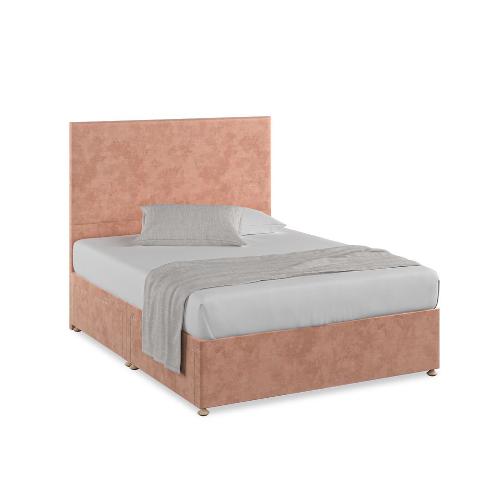 Penzance King-Size 4 Drawer Divan Bed in Heritage Velvet - Powder Pink 1