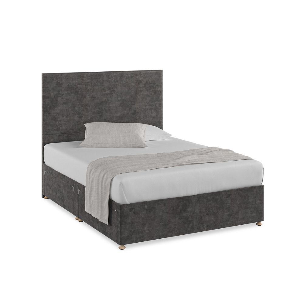 Penzance King-Size 4 Drawer Divan Bed in Heritage Velvet - Steel 1