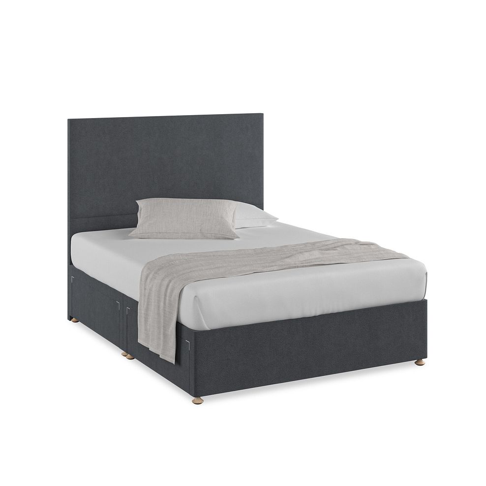 Penzance King-Size 4 Drawer Divan Bed in Venice Fabric - Anthracite 1
