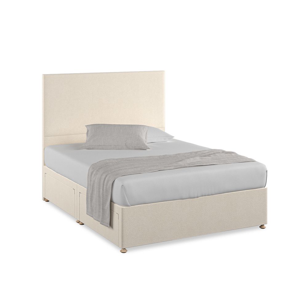 Penzance King-Size 4 Drawer Divan Bed in Venice Fabric - Cream 1