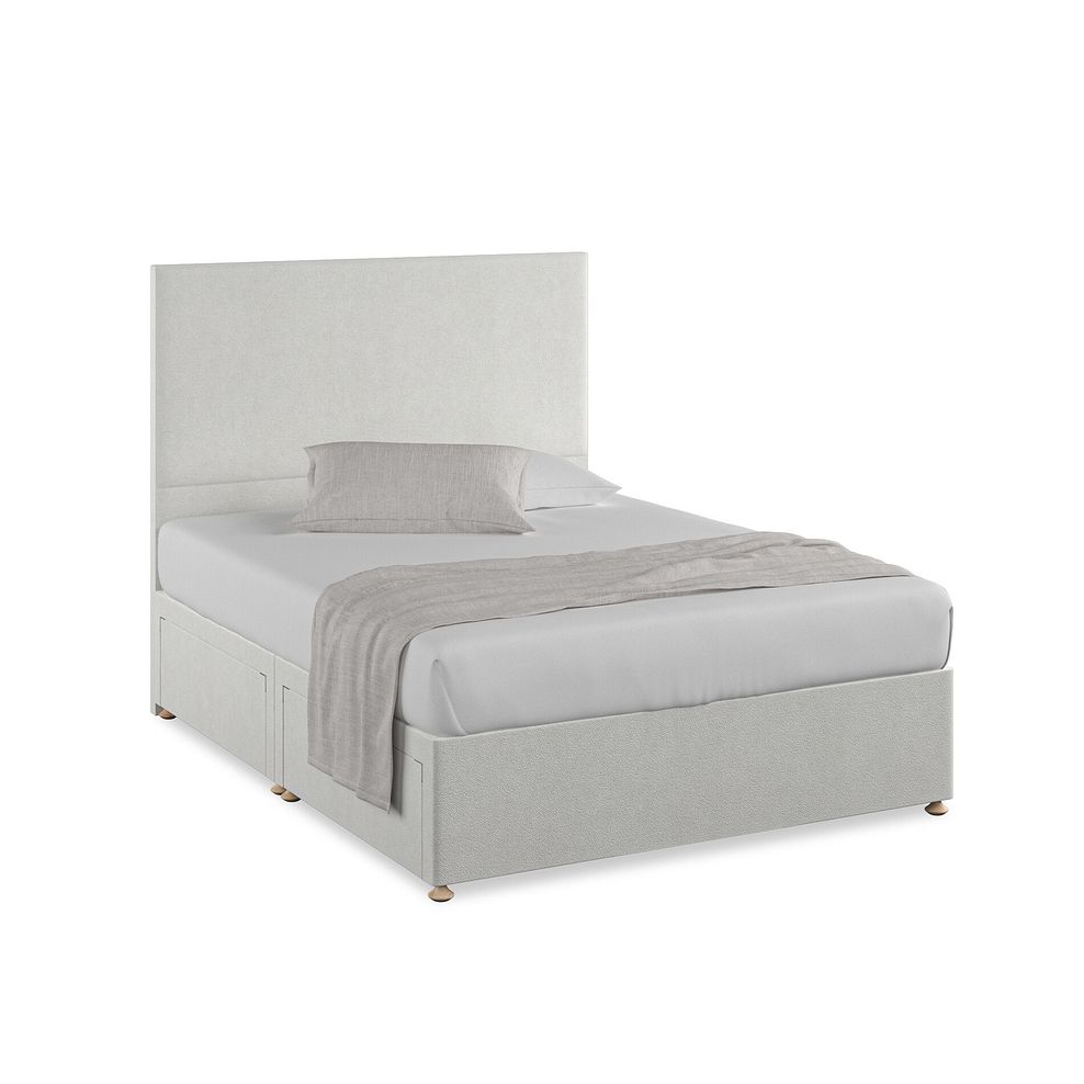 Penzance King-Size 4 Drawer Divan Bed in Venice Fabric - Silver 1