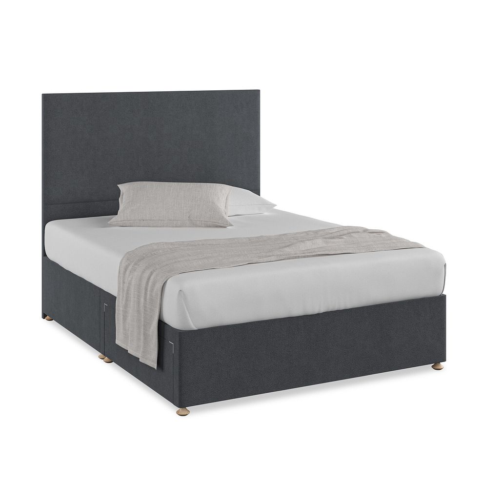 Penzance King-Size 2 Drawer Divan Bed in Venice Fabric - Anthracite 1
