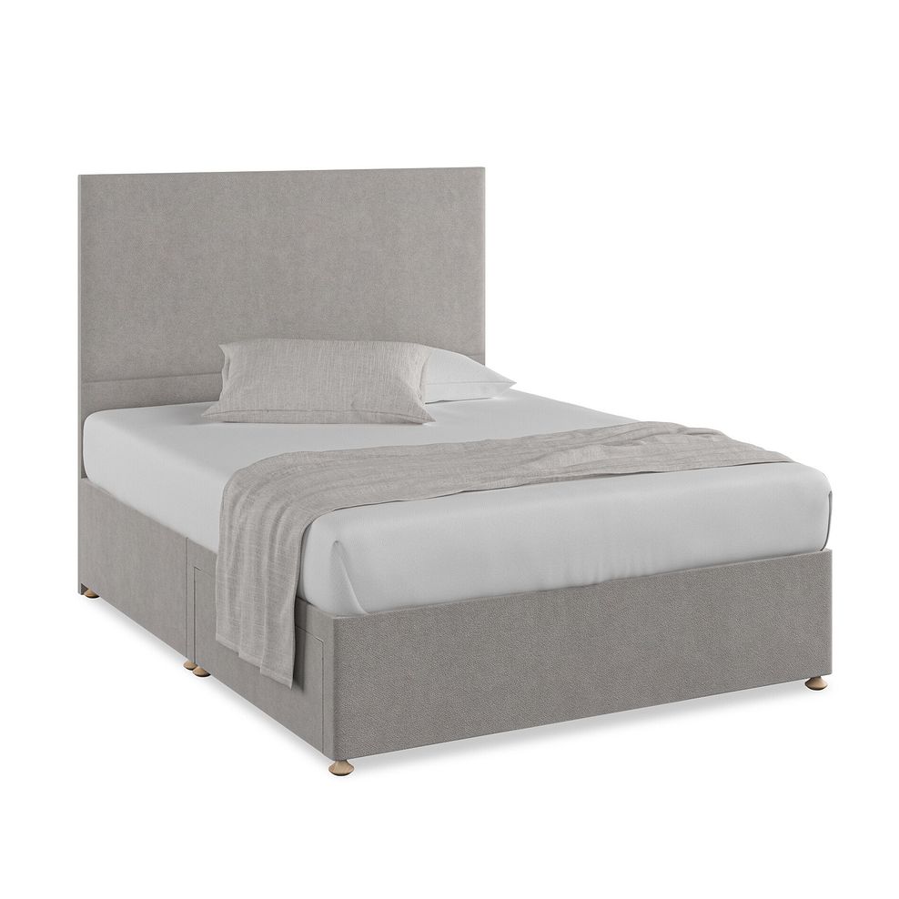 Penzance King-Size 2 Drawer Divan Bed in Venice Fabric - Grey 1