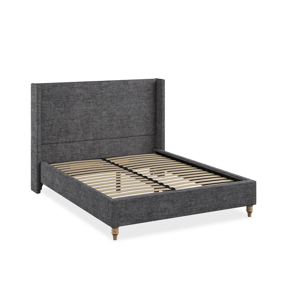 Penzance King-Size Bed with Winged Headboard in Brooklyn Fabric - Asteroid Grey 2
