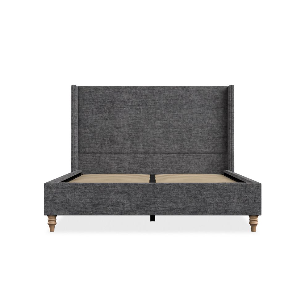 Penzance King-Size Bed with Winged Headboard in Brooklyn Fabric - Asteroid Grey 3