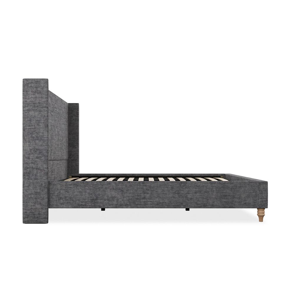 Penzance King-Size Bed with Winged Headboard in Brooklyn Fabric - Asteroid Grey 4