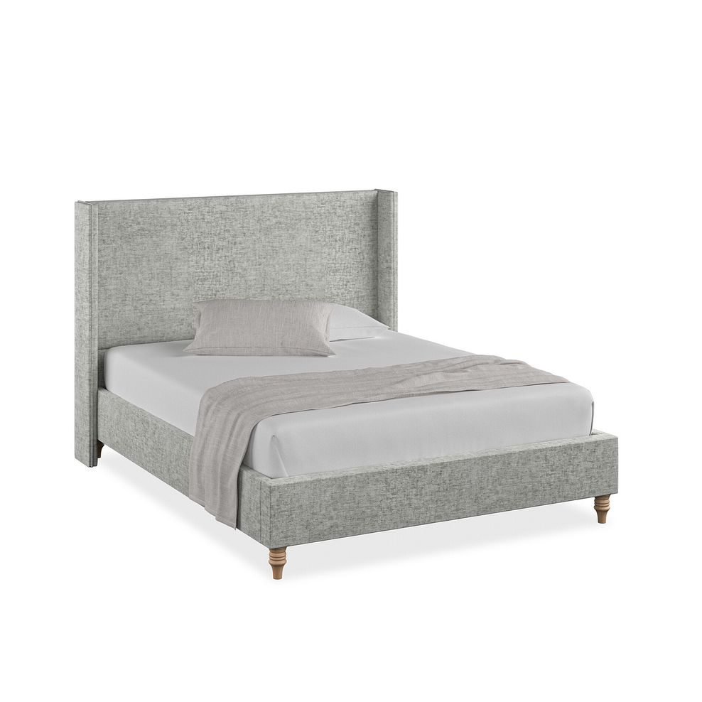 Penzance King-Size Bed with Winged Headboard in Brooklyn Fabric - Fallow Grey 1