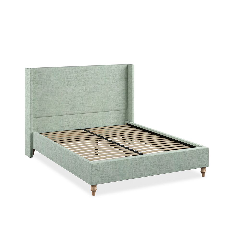 Penzance King-Size Bed with Winged Headboard in Brooklyn Fabric - Glacier 2