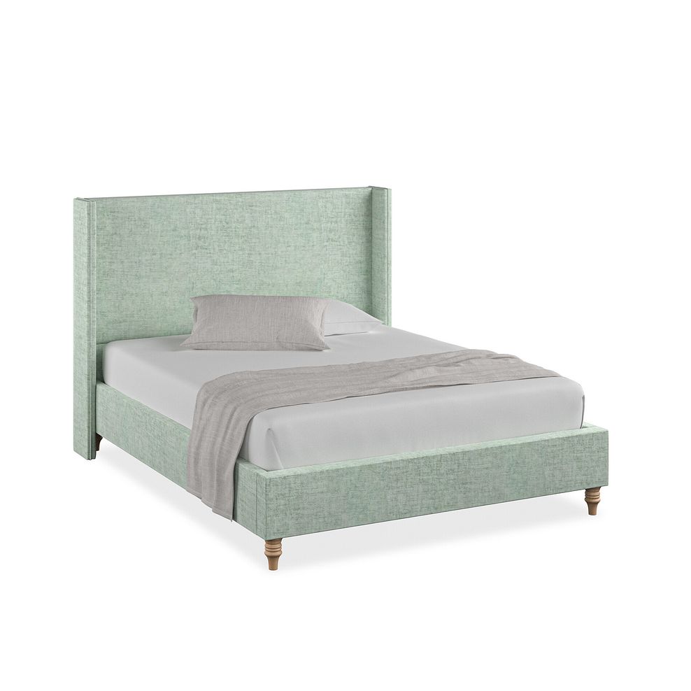 Penzance King-Size Bed with Winged Headboard in Brooklyn Fabric - Glacier 1