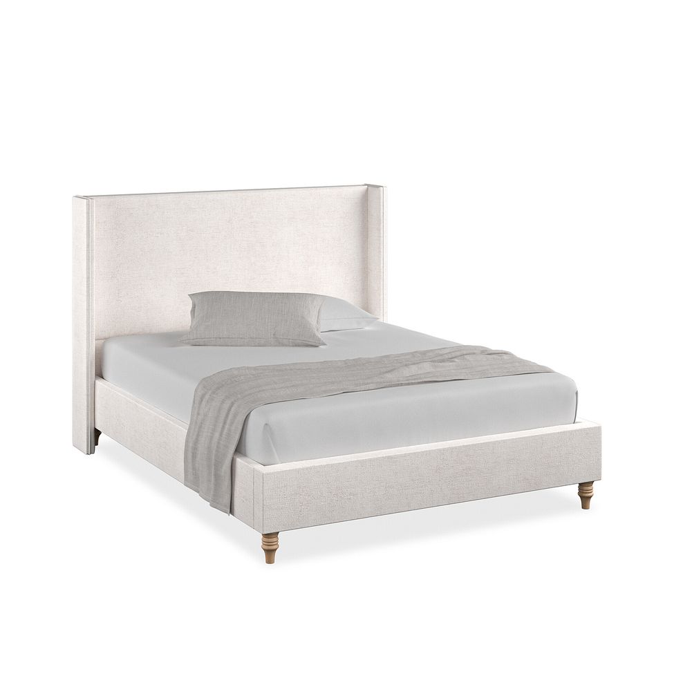 Penzance King-Size Bed with Winged Headboard in Brooklyn Fabric - Lace White 1