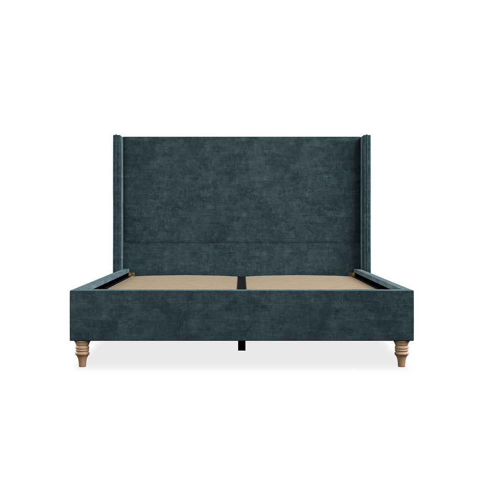 Penzance King-Size Bed with Winged Headboard in Heritage Velvet - Airforce 3