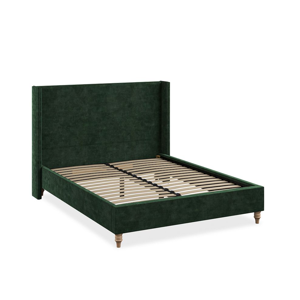 Penzance King-Size Bed with Winged Headboard in Heritage Velvet - Bottle Green 2
