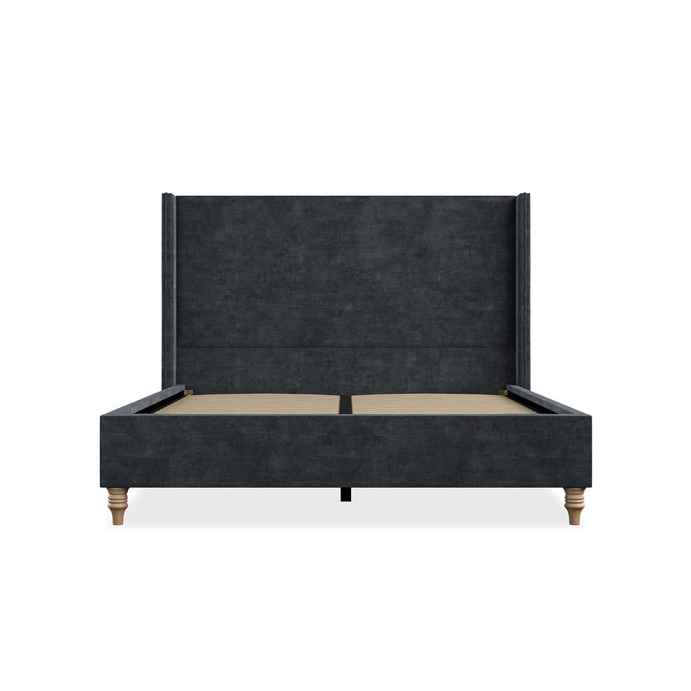 Penzance King-Size Bed with Winged Headboard in Heritage Velvet - Charcoal 3