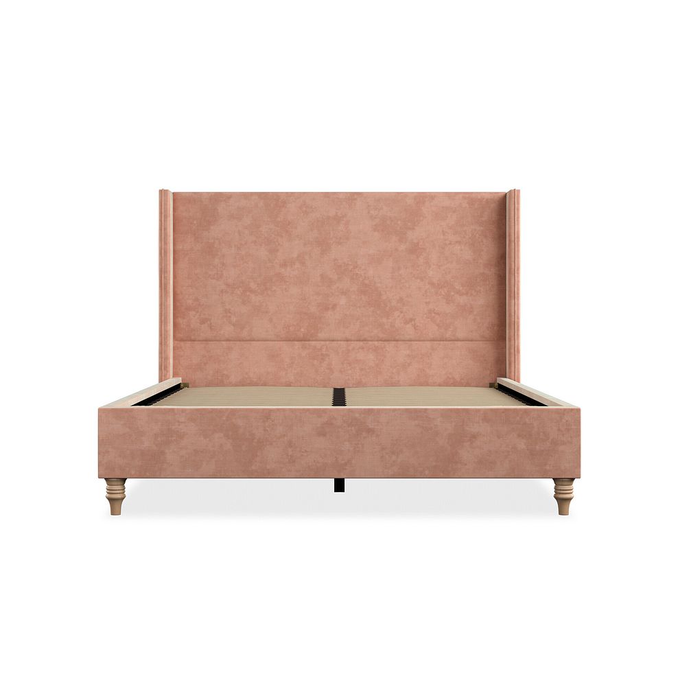 Penzance King-Size Bed with Winged Headboard in Heritage Velvet - Powder Pink 3