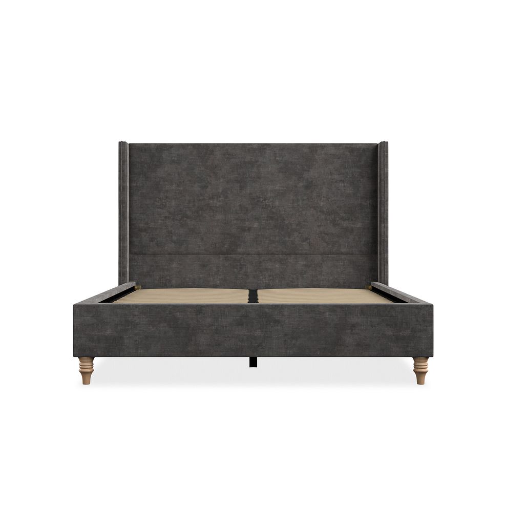 Penzance King-Size Bed with Winged Headboard in Heritage Velvet - Steel 3