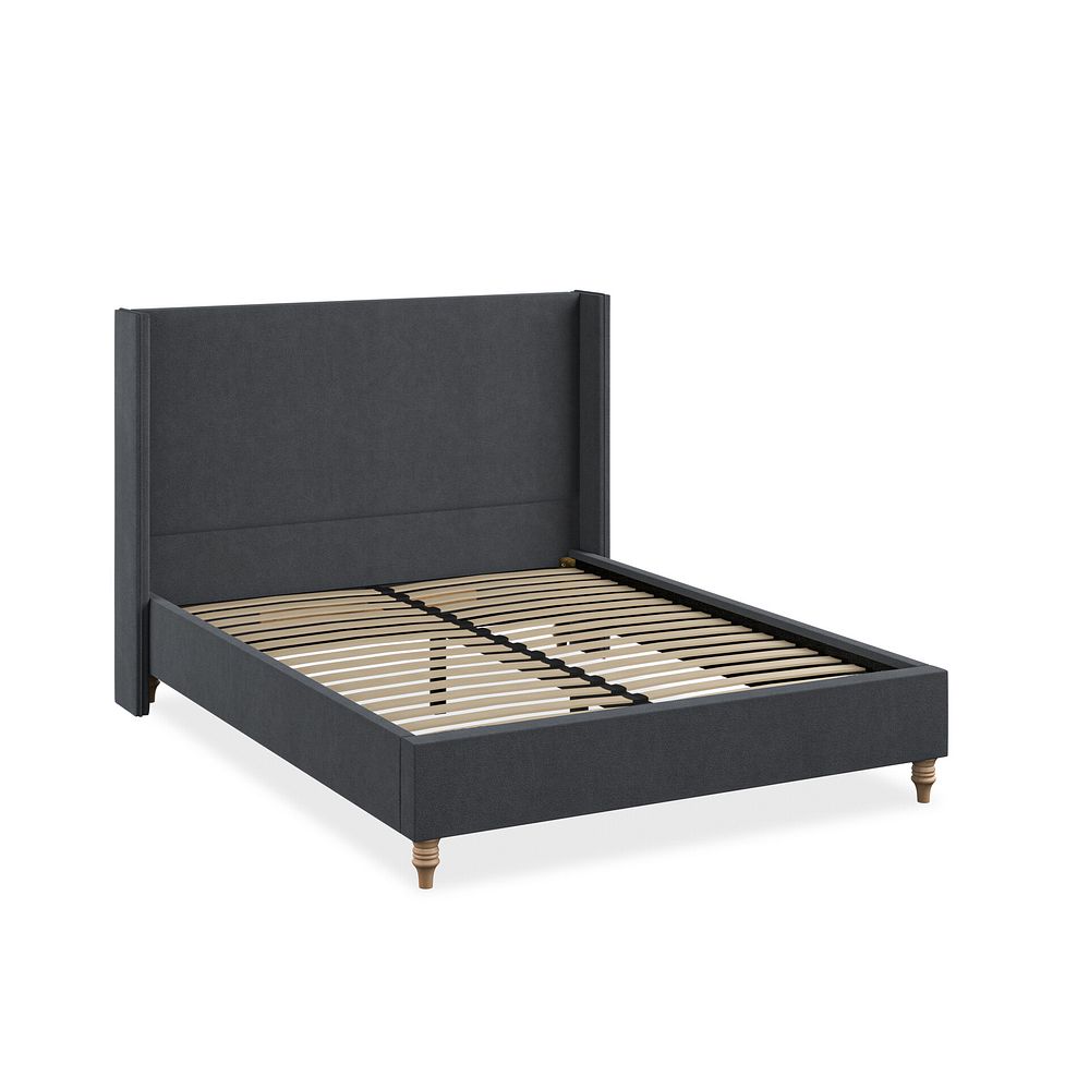 Penzance King-Size Bed with Winged Headboard in Venice Fabric - Anthracite 2