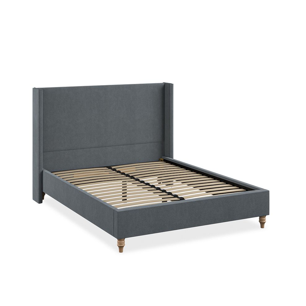 Penzance King-Size Bed with Winged Headboard in Venice Fabric - Graphite 2