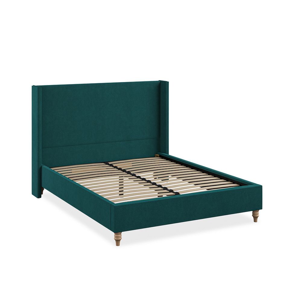 Penzance King-Size Bed with Winged Headboard in Venice Fabric - Teal 2