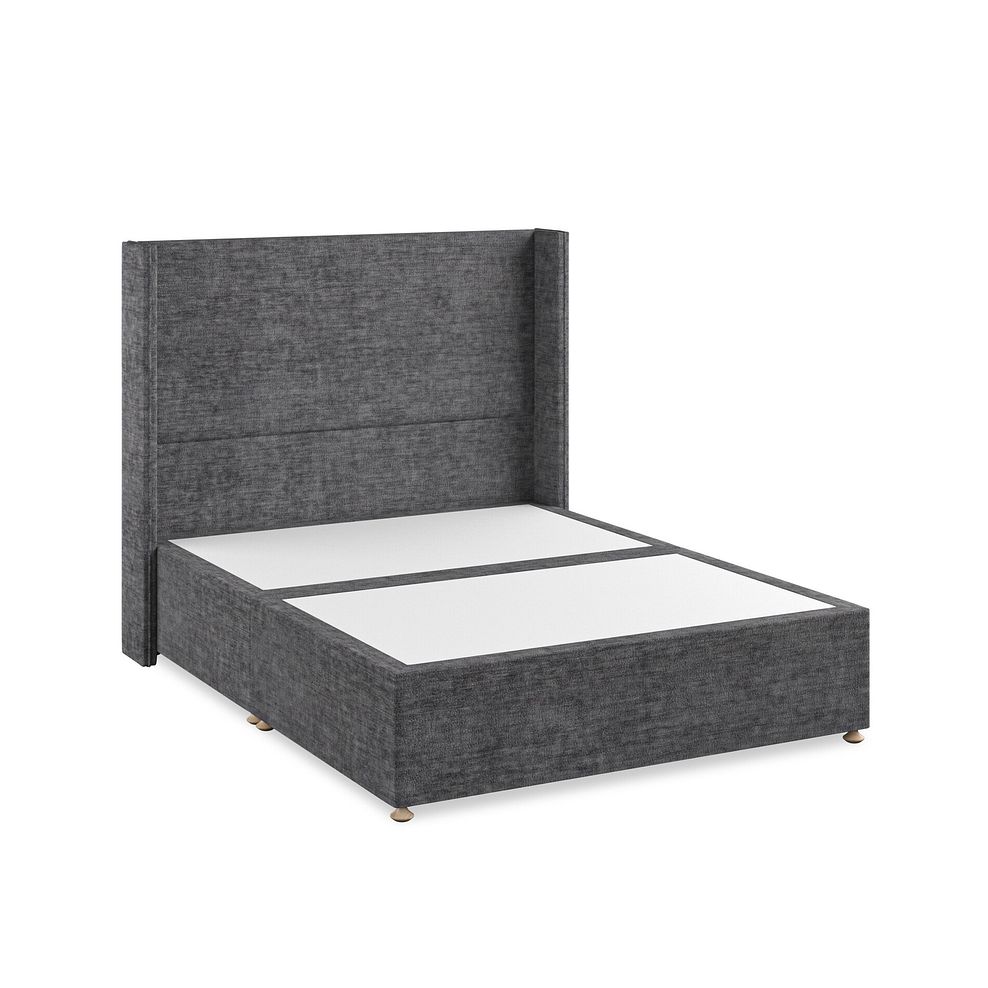 Penzance King-Size Divan Bed with Winged Headboard in Brooklyn Fabric - Asteroid Grey 2